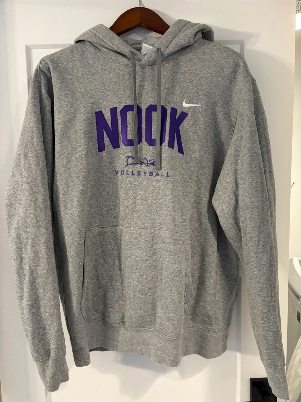 Nike Gray Hoodie with Purple NOOK Volleyball Logo. Size L. Never worn